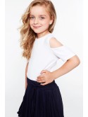 Girls\' blouse with falling sleeves, white NDZ8486 - Online store - Boutique